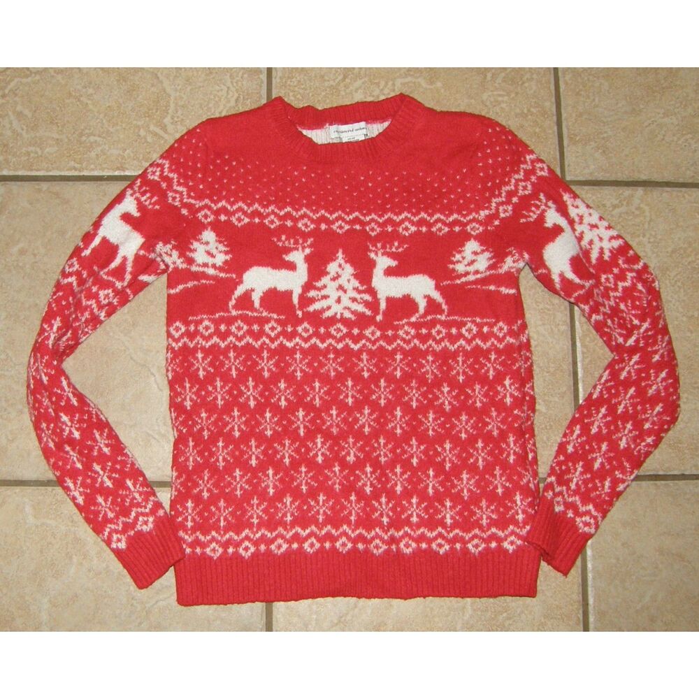 Red Sz XS Soft Stretchy Christmas Holiday Crew Neck Sweater CUCAKES & CASHMERE